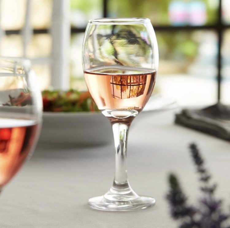 Stemmed wine glass.