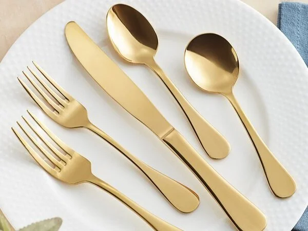 Acopa gold forks, knife and spoons.