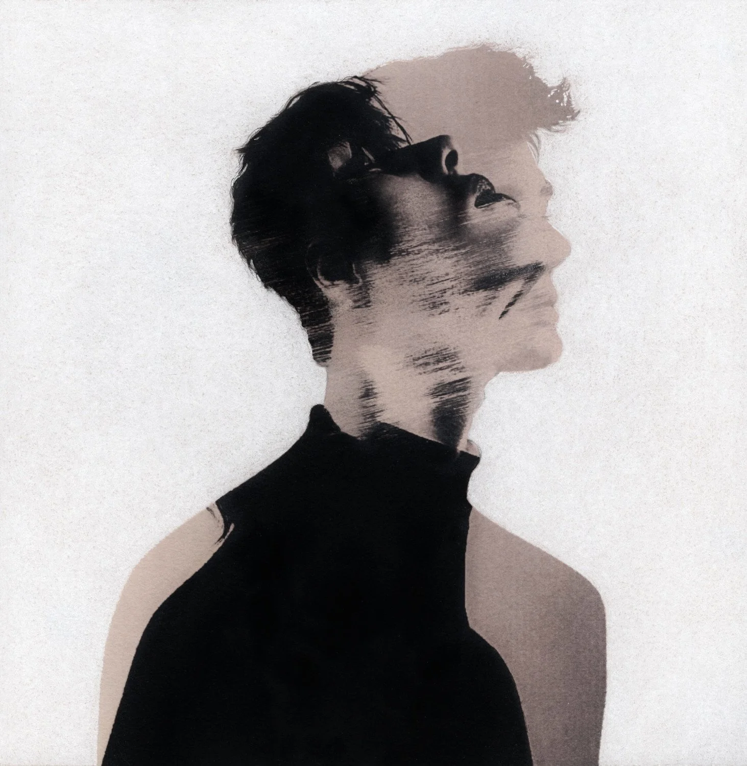 Shadow Work #2, Mixed Media: Cyanotype and Charcoal on Watercolor Paper, 8.5" x 8.5" 2025