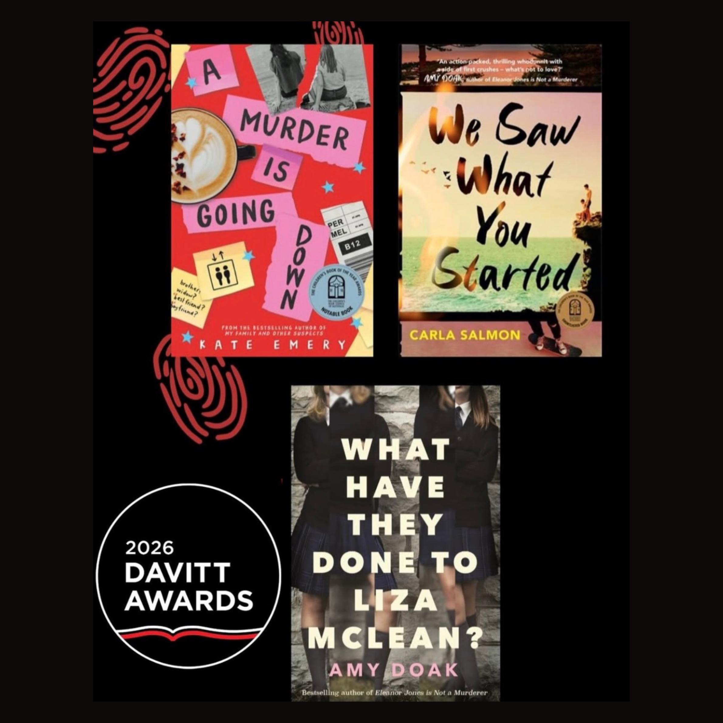 We Saw What You Started by Carla Salmon longlisted for the Davitt Award for Best Young Adult Novel.