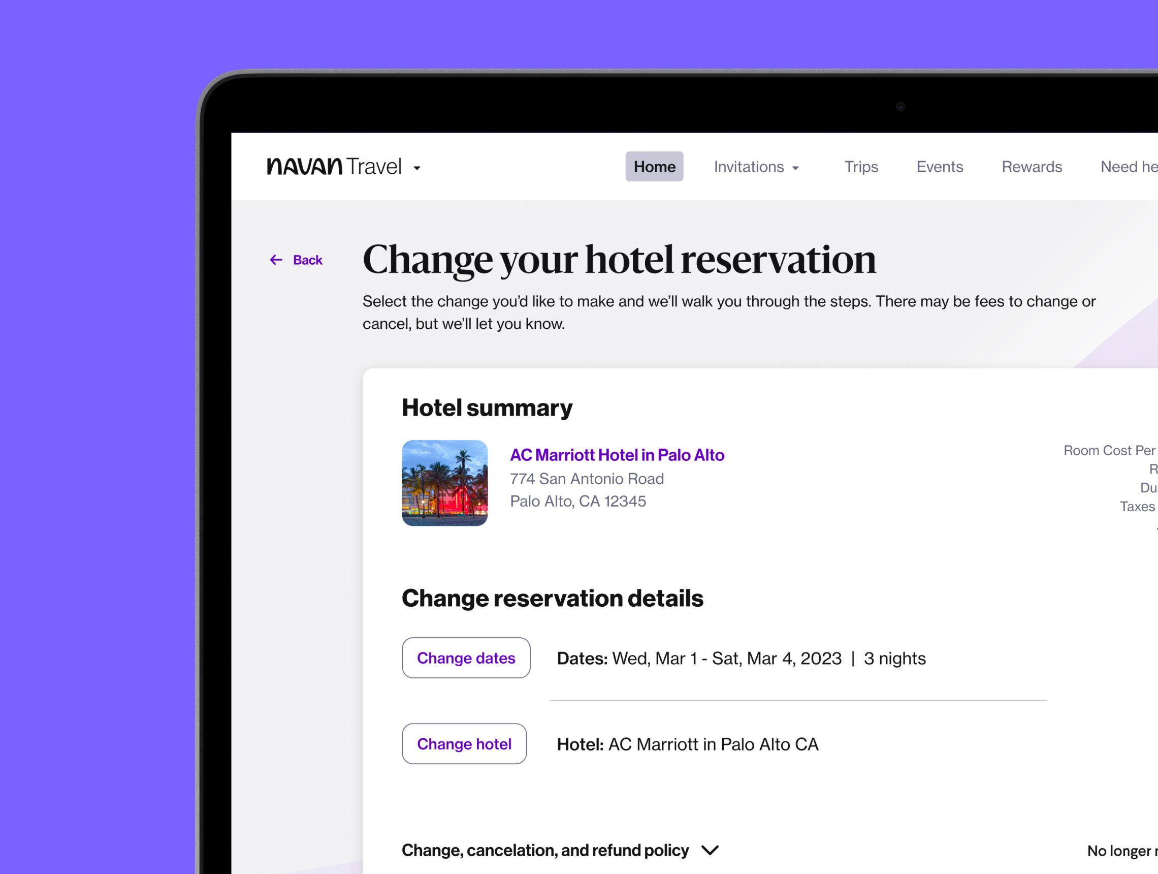 NAVAN HOTEL CHANGE FLOW