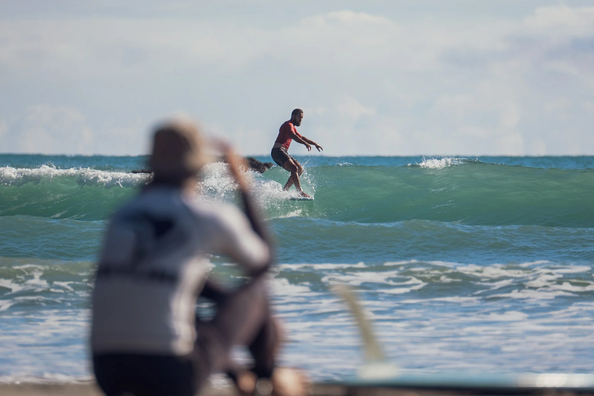  Eyeing up the competition… tough one though as Daniel Proctor (pictured surfing) went on to win the men’s division. 