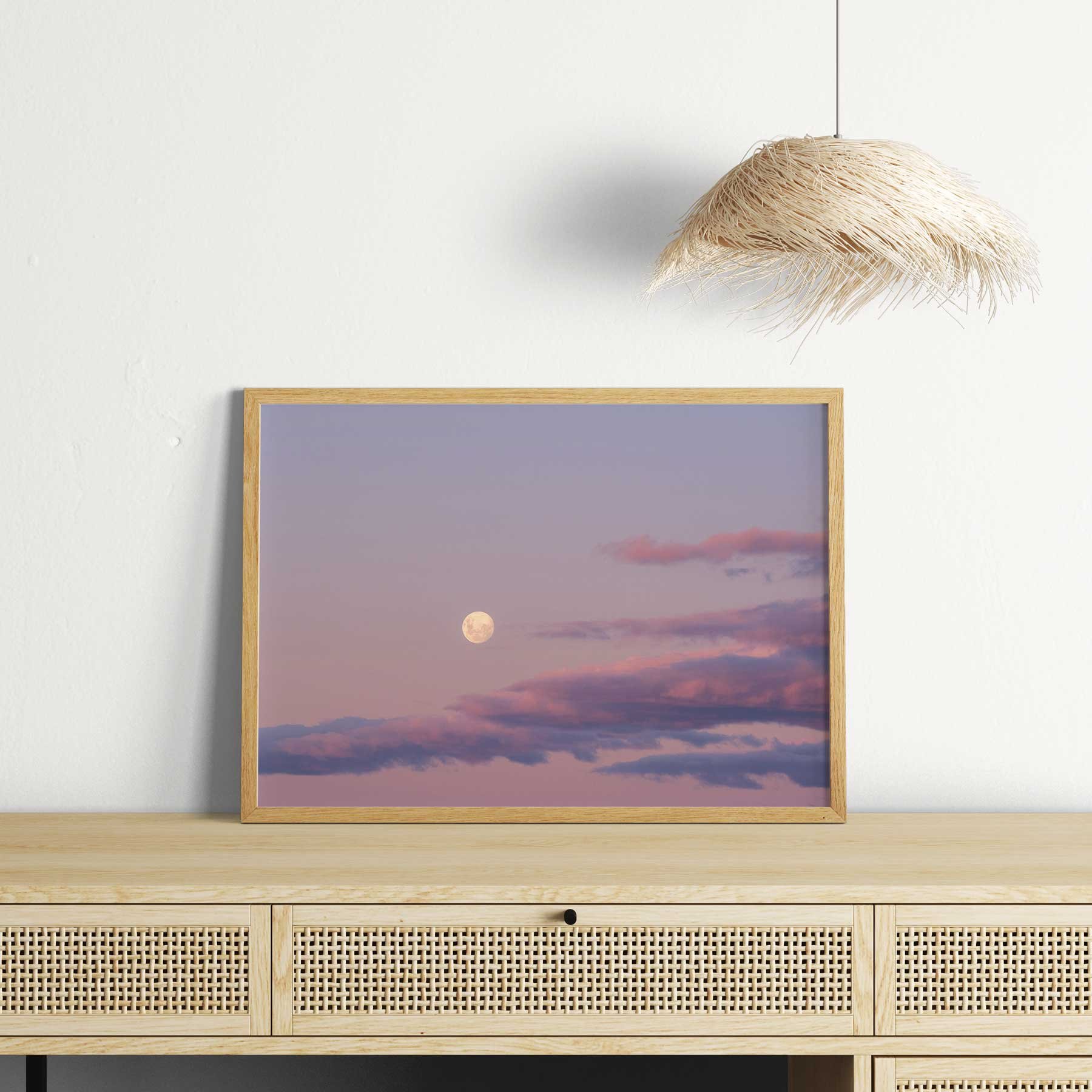 Surf Girl New Zealand Moon Photography Print in Boho Office Mount Maunganui
