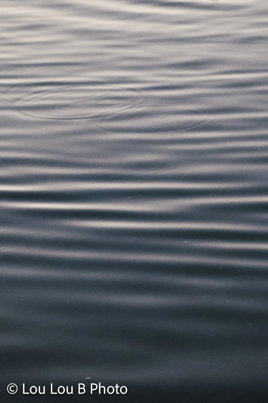 Abstract close-up of soft blue-grey ripples creating repeating patterns across the water.