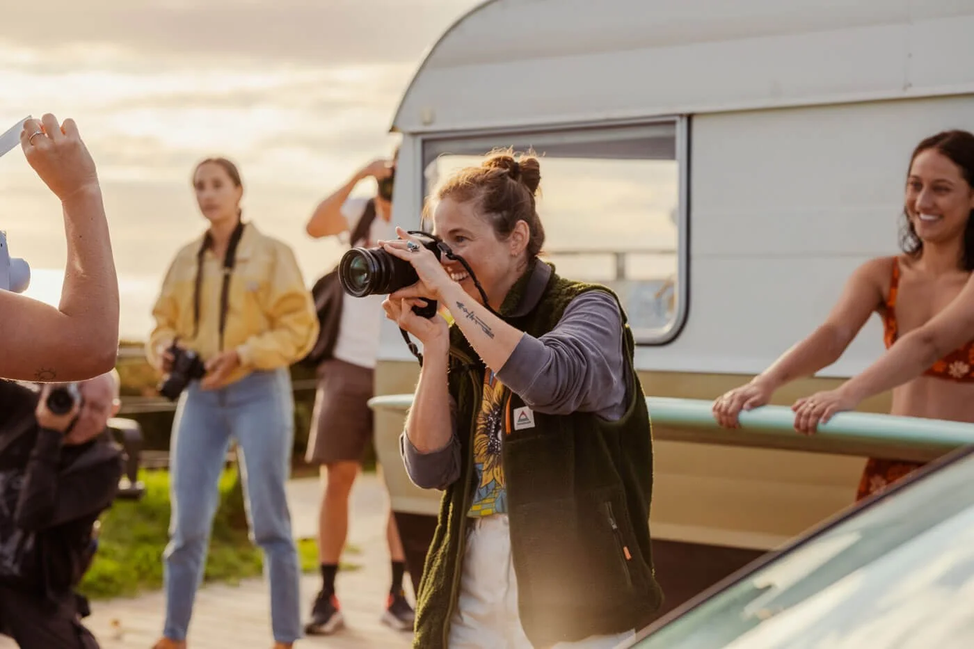 Lou Burton photographing a lifestyle brand campaign on location with Fujifilm in New Zealand.