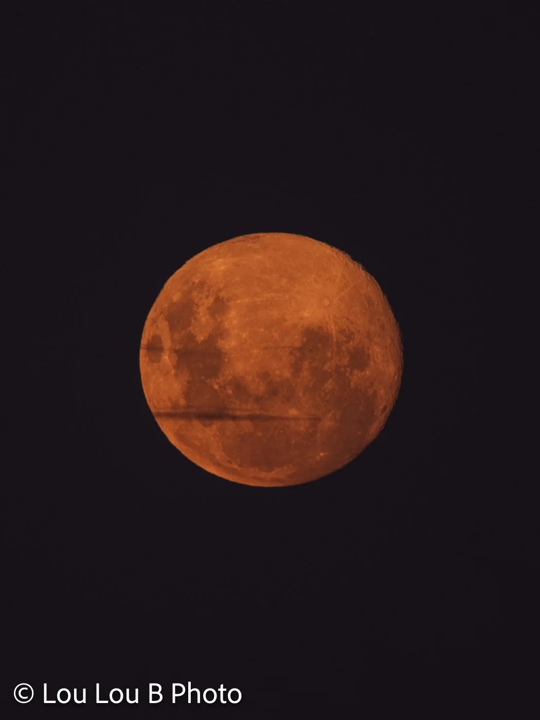 Orange full moon glowing against a dark night sky.