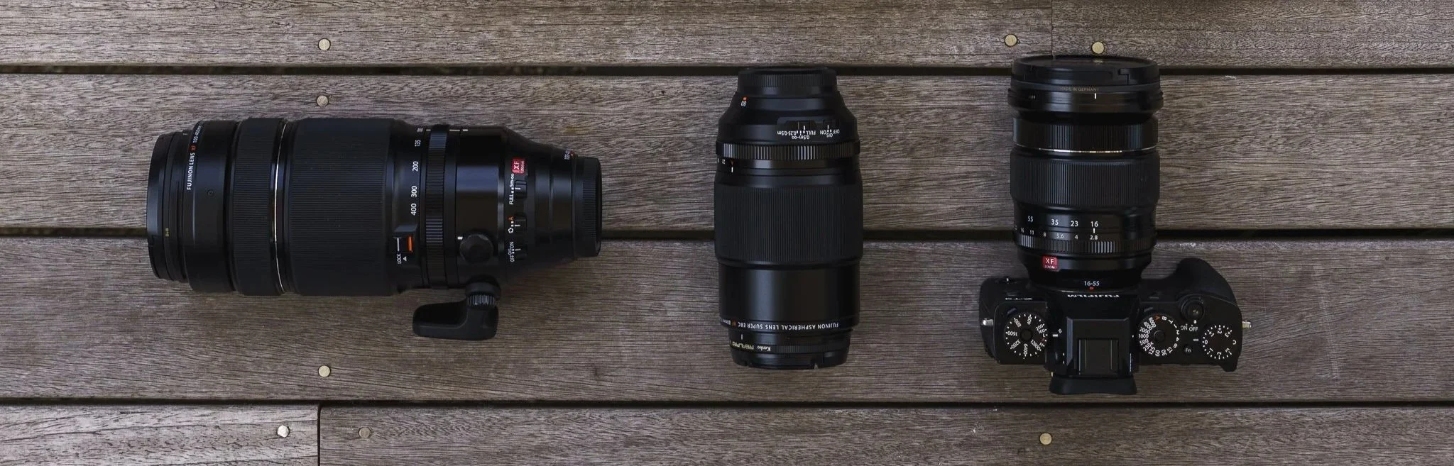 water photography lens kit for surf photography including 16–55mm 80mm and 100–400mm lenses