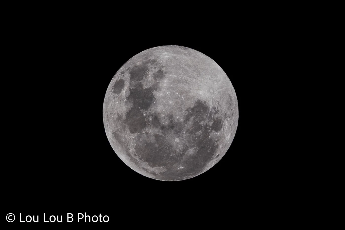 Detailed full moon photographed against a black night sky.