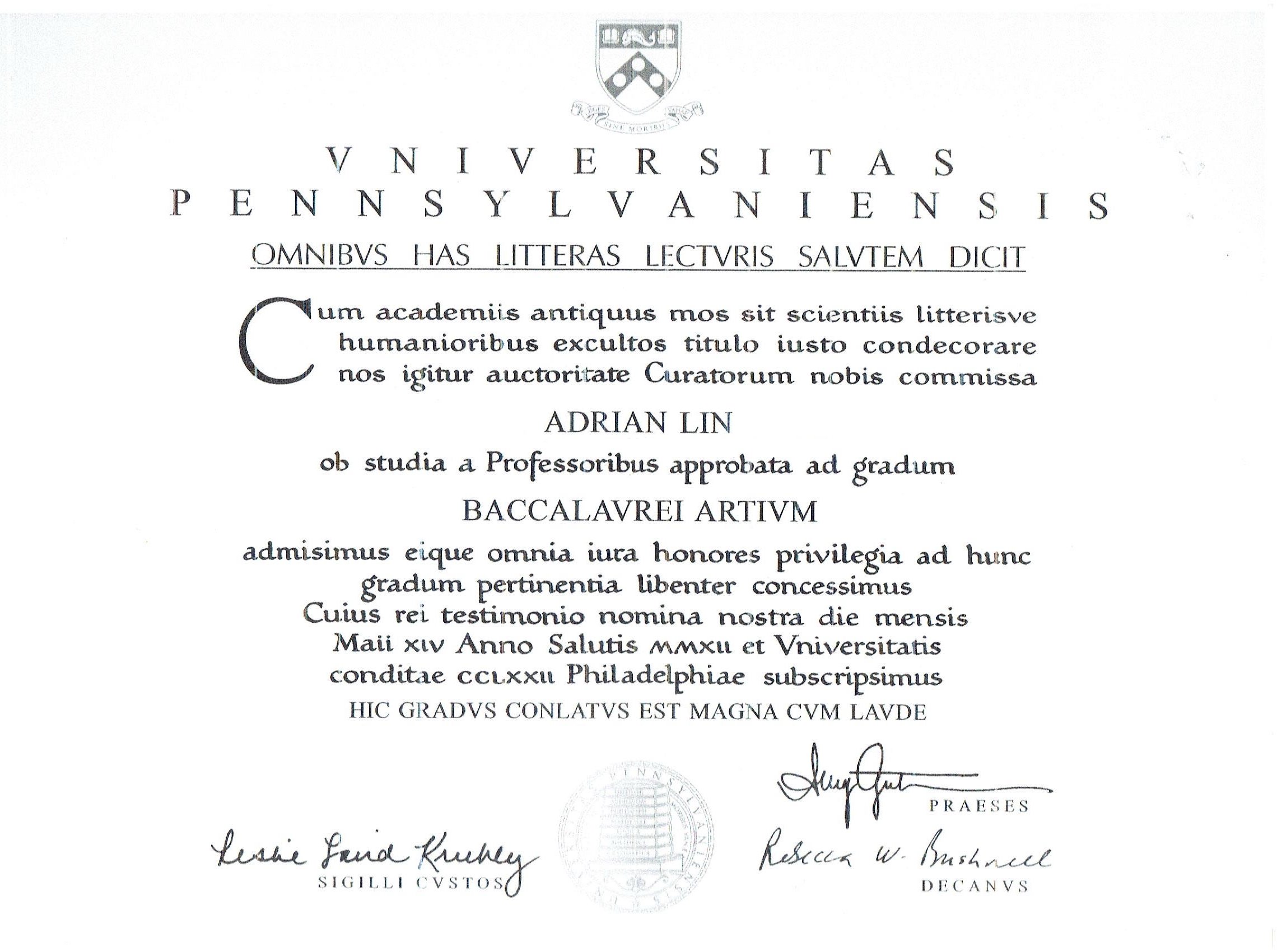 I edited out the graduation date because it makes me feel old! I also removed my middle name because that's... too much information. original available upon request
