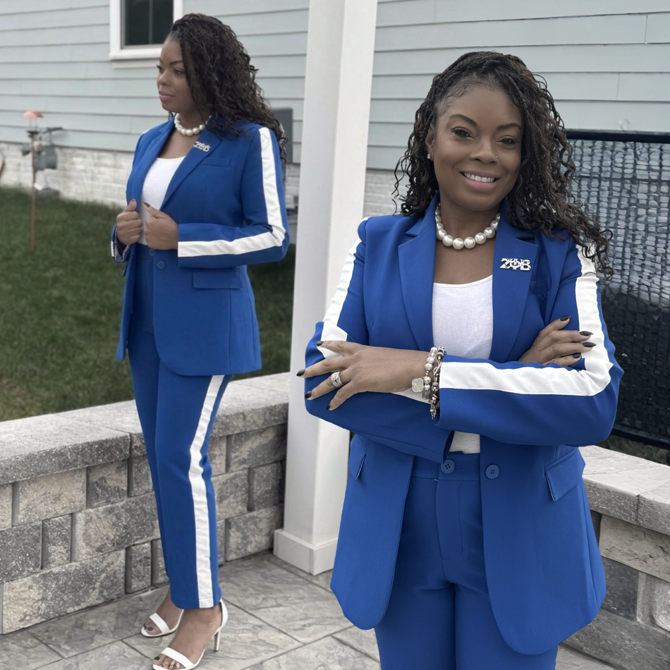 Zeta Phi Beta Notch-Lapel Mid-Rise Pantsuit (PreOrder)