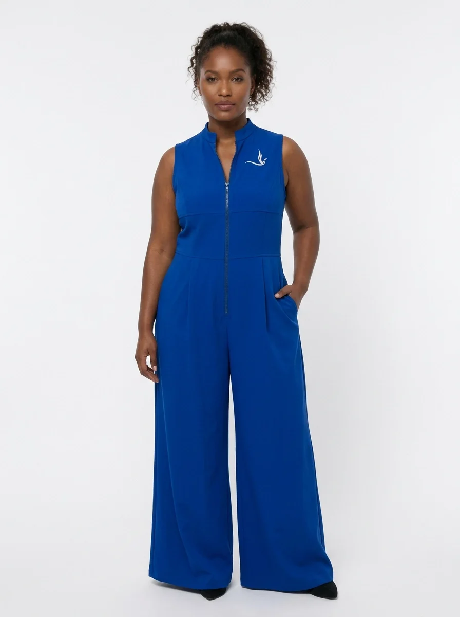 Zeta Phi Beta Zip Up Wide Leg Jumpsuit (With Pockets)