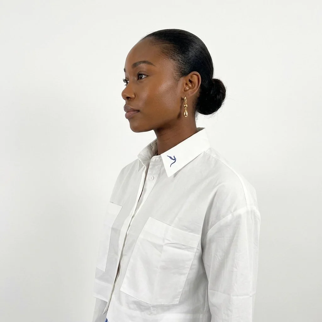 Dove Long Sleeve Cropped Button Up