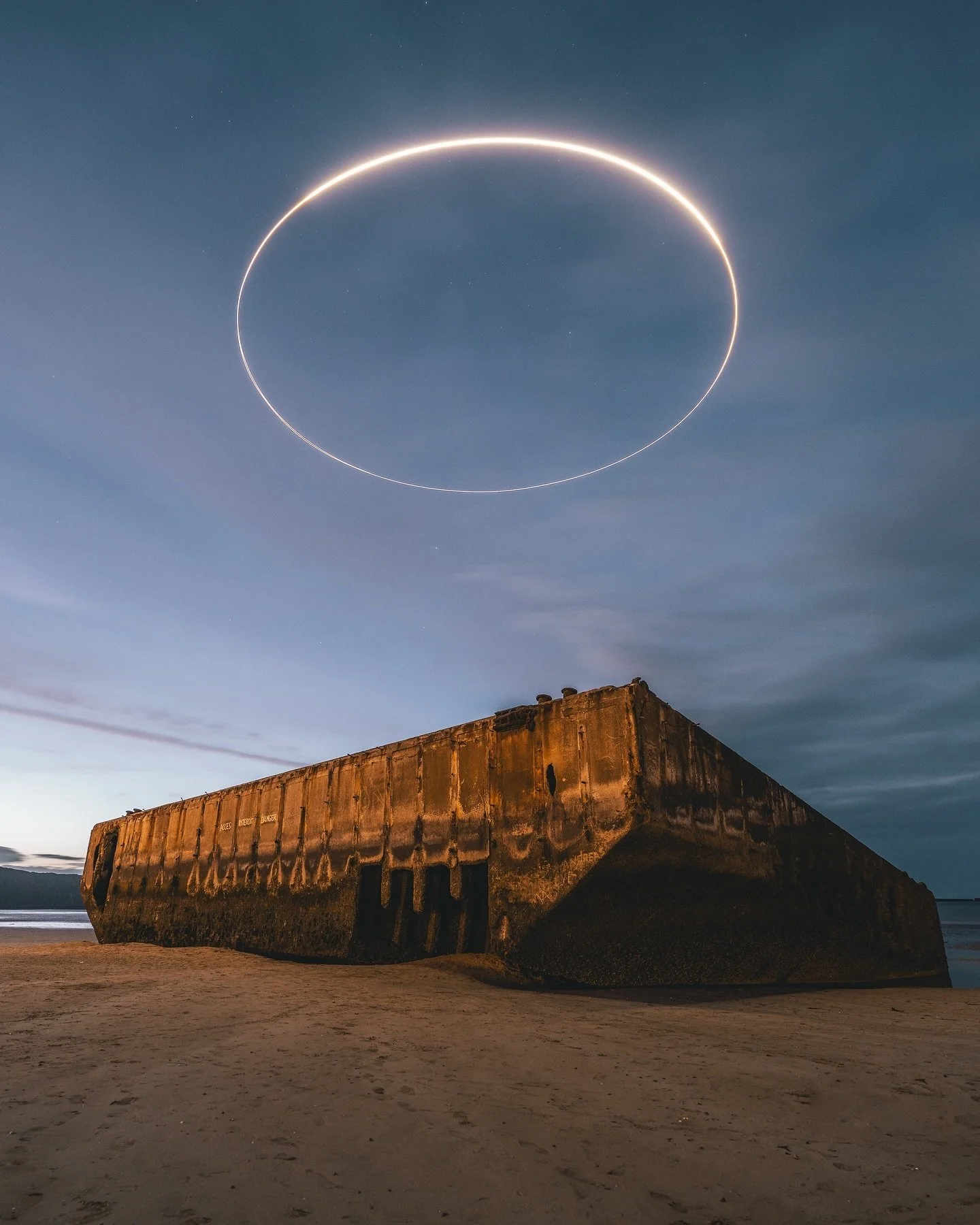 Celestial light over silent history.