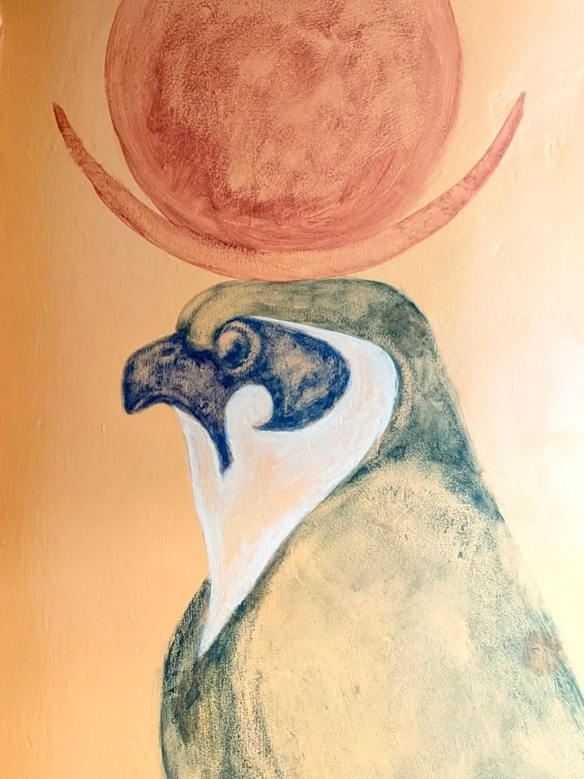 An Egyptian inspired hallway in Rutland
&bull;
This mural was designed to both complement and disguise some of the characterful movement of what was once the external walls of the house. The client had recently visited Egypt and found so much inspira