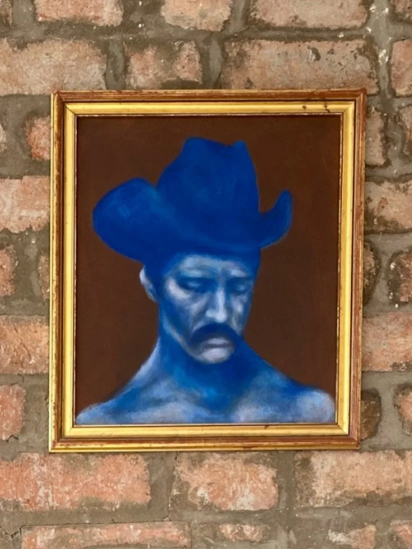 A sad cowboy 💙 - oil on board
&bull;
I&rsquo;m still painting my cowboys in the studio, and although this one isn&rsquo;t for sale I will be having a cowboy sale in December! More on this to come soon 🐎 

#cowboy #western #cowboyart #oilpainting #s