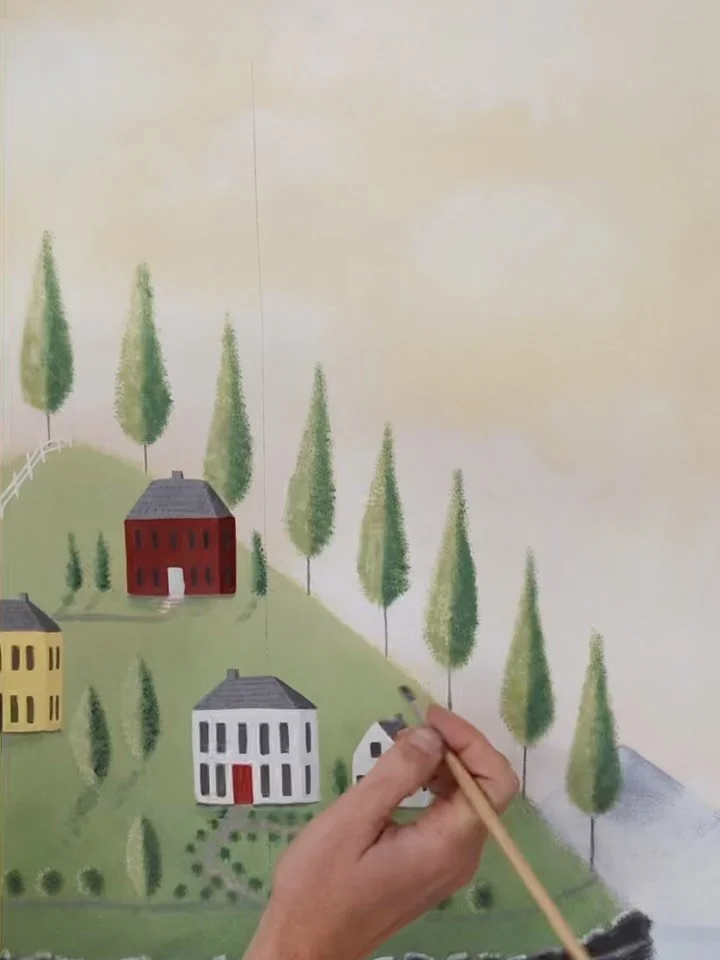 Looking back to 2024 in my studio in Cornwall, teaching myself how to paint in the whimsical style of Rufus Porter.
&bull;
Part of the fun of painting murals is that everyone seems to want something different, so I&rsquo;m always trying to add new st