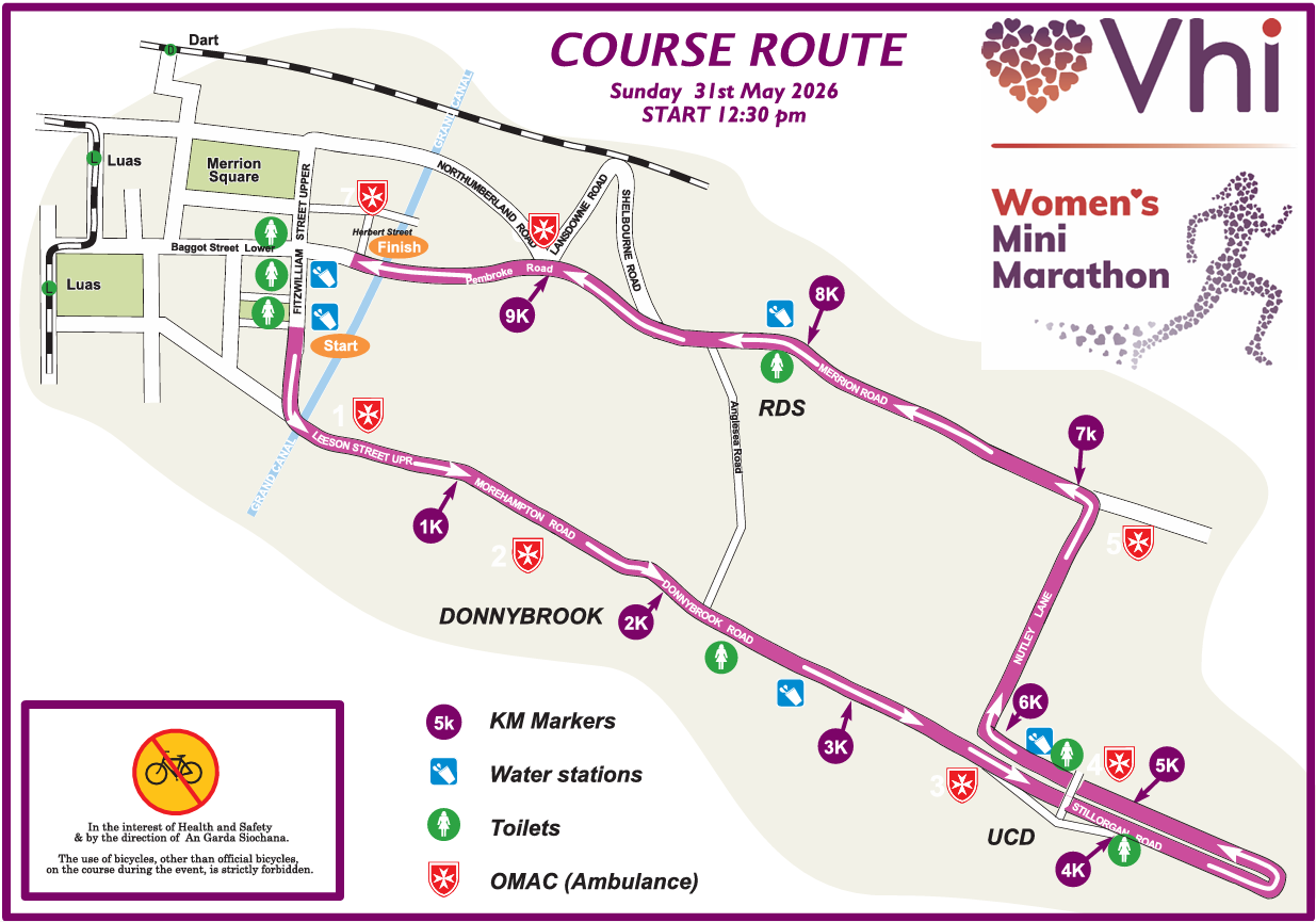 Vhi Women's Mini Marathon Course Route for 2026
