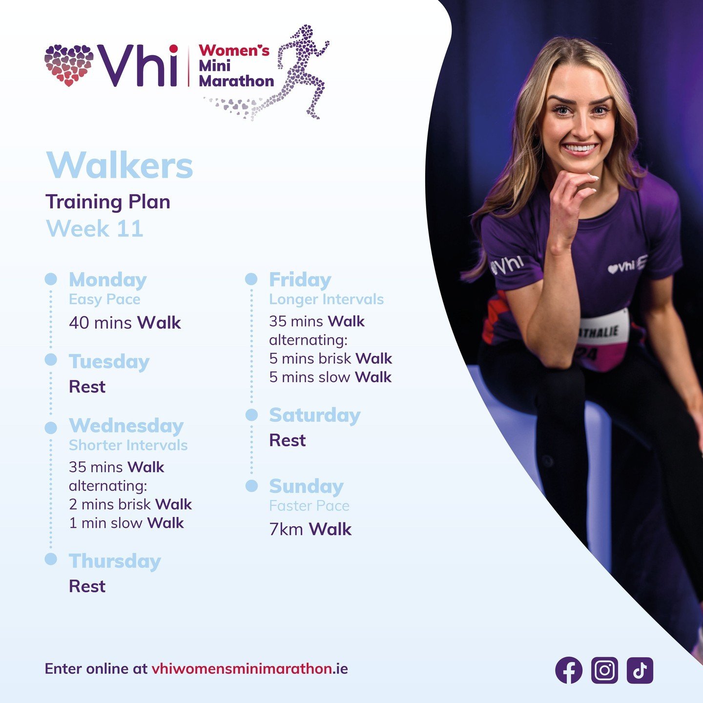 It&rsquo;s week 11! The starting line for the 2024 #VhiWMM is in sight! @vhi_ie training ambassador, @nathalielennon_ is keeping us on track with her week 11 training plan 💪 Keep going, everyone 👏

#VhiWMM #VhiWomensMiniMarathon #FridayFitness #10k