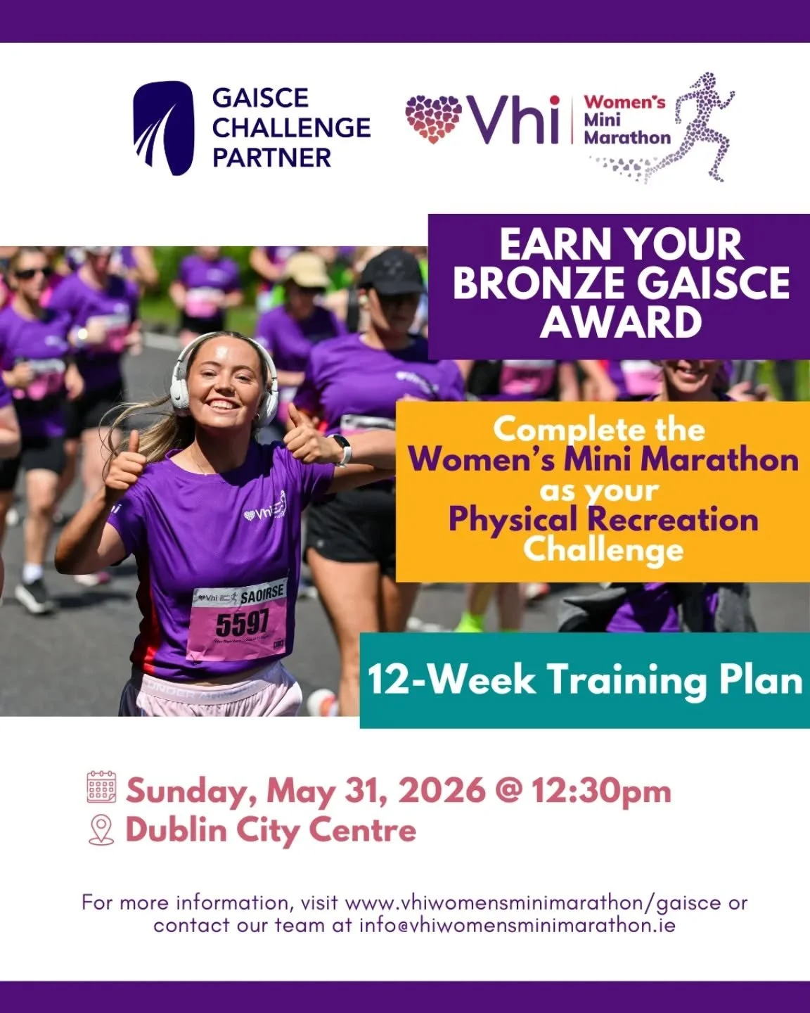 Did you know the Women's Mini Marathon is a registered Gaisce Challenge Partner?

That means if you&rsquo;re working towards your Bronze Gaisce Award, you can train for and complete the Women&rsquo;s Mini Marathon as your Physical Recreation challeng