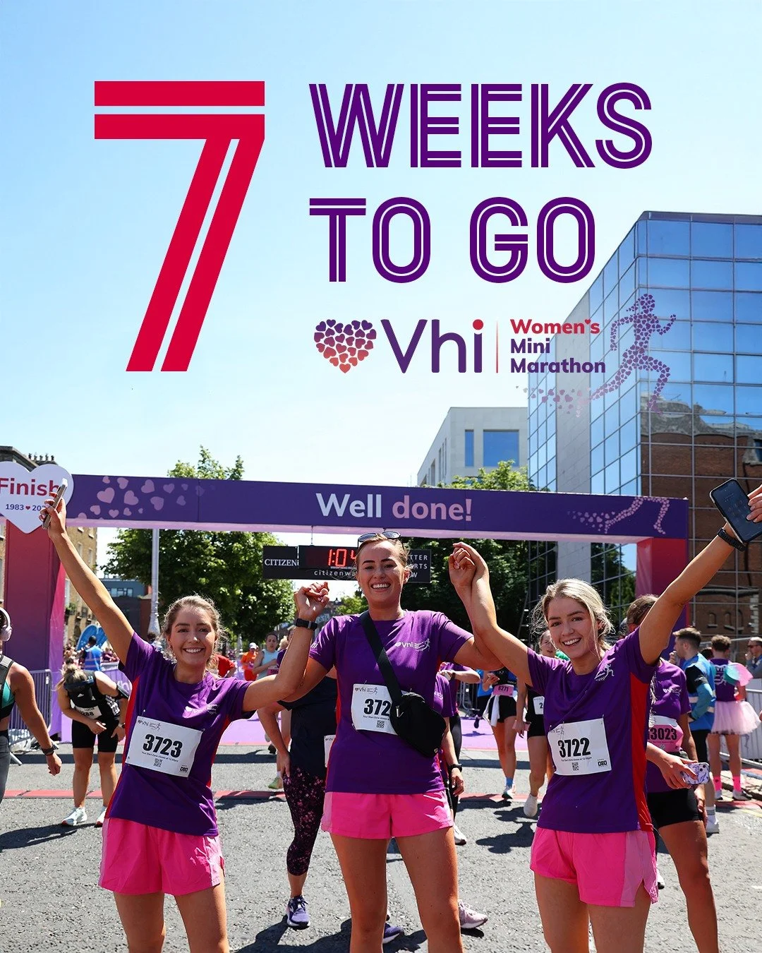 7 weeks to go! 🏃&zwj;♀️💜

The countdown is well and truly on. Every run, walk, and training session is bringing you closer to race day. 

#VhiWMM #BestTimeEver #DublinCity
