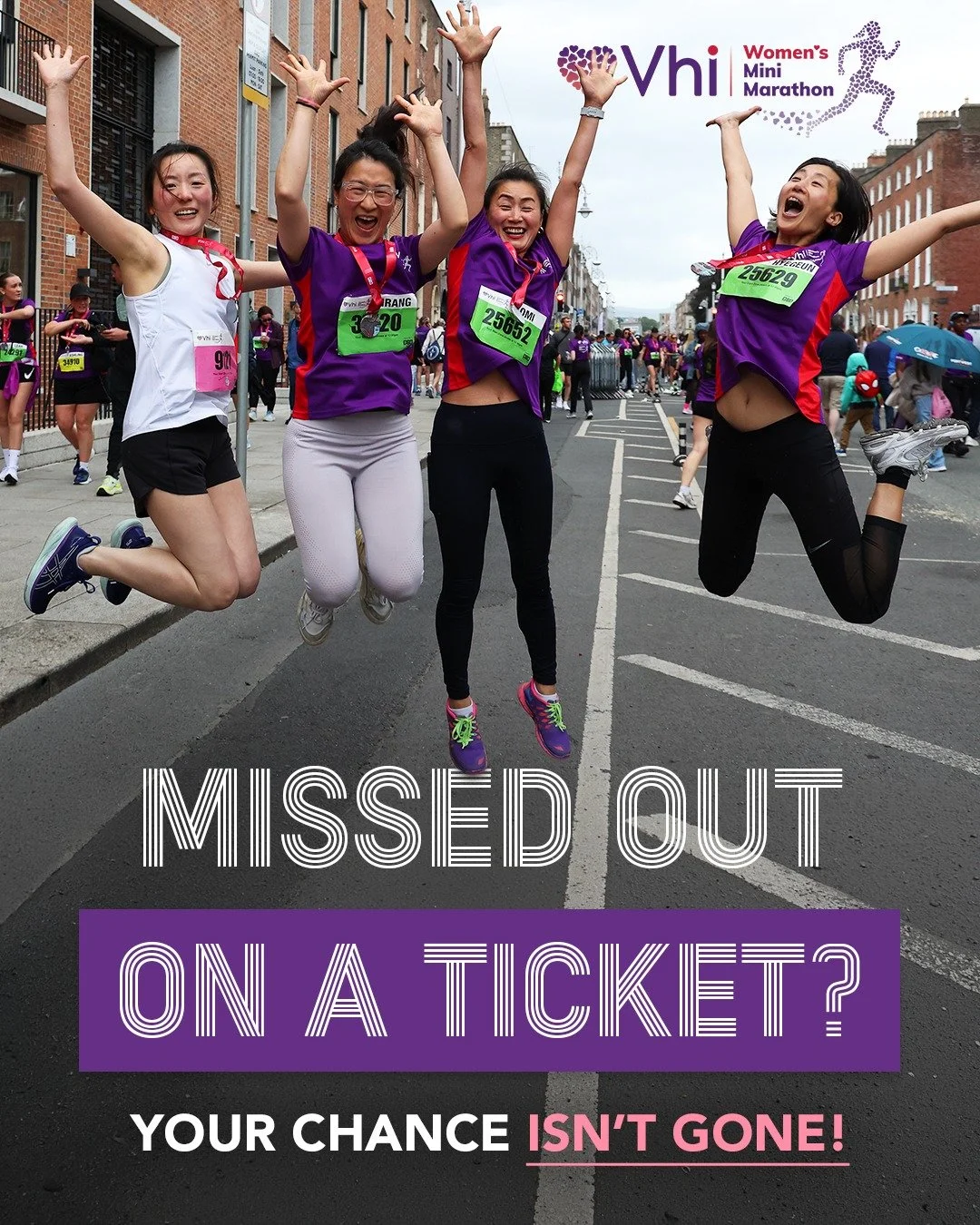 Missed out on a ticket? You might still be in luck. 💜🏃&zwj;♀️

A number of charities still have entries available for this year&rsquo;s Vhi Women&rsquo;s Mini Marathon. It&rsquo;s a great way to take part while supporting a cause that matters to yo