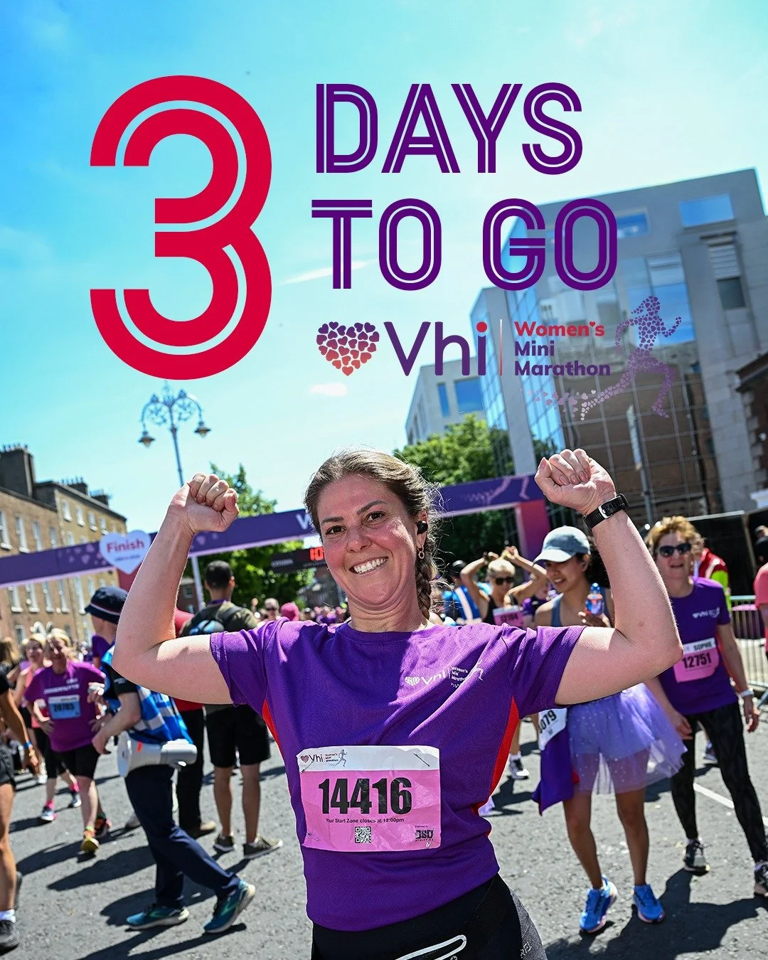 THREE DAYS TO GO. 💜🏃&zwj;♀️

In just a few days, the streets of Dublin will be filled with cheering crowds, unbelievable energy, and thousands of women taking on the Vhi Women&rsquo;s Mini Marathon together. 🙌

It&rsquo;s getting REAL now!!!

#Vhi
