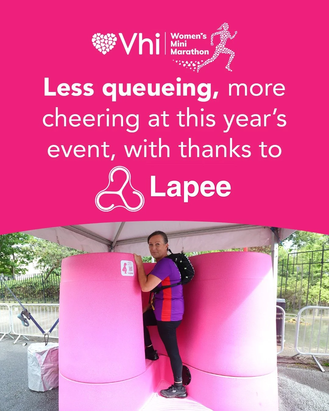 Lapee is BACK 💗

The women-only urinal that became one of the surprise stars of last year&rsquo;s event returns to the Vhi Women&rsquo;s Mini Marathon for 2026.

✔️ Faster than traditional toilets
♻️ 100% recyclable materials
💧 Water-saving
🙌 Desi