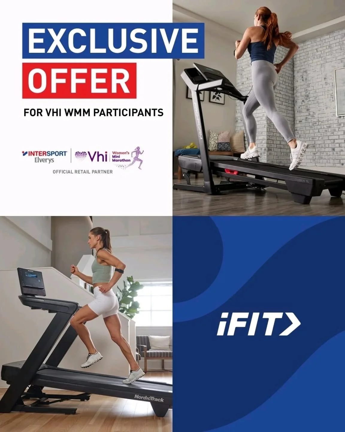 Exclusive to 2026 Vhi Women&rsquo;s Mini Marathon participants 🏃&zwj;♀️ 

Unlock &euro;100 off ProForm &amp; NordicTrack treadmills at INTERSPORT Elverys and keep your training going 💪Check your email for a once-off unique discount code 👀

#VhiWMM