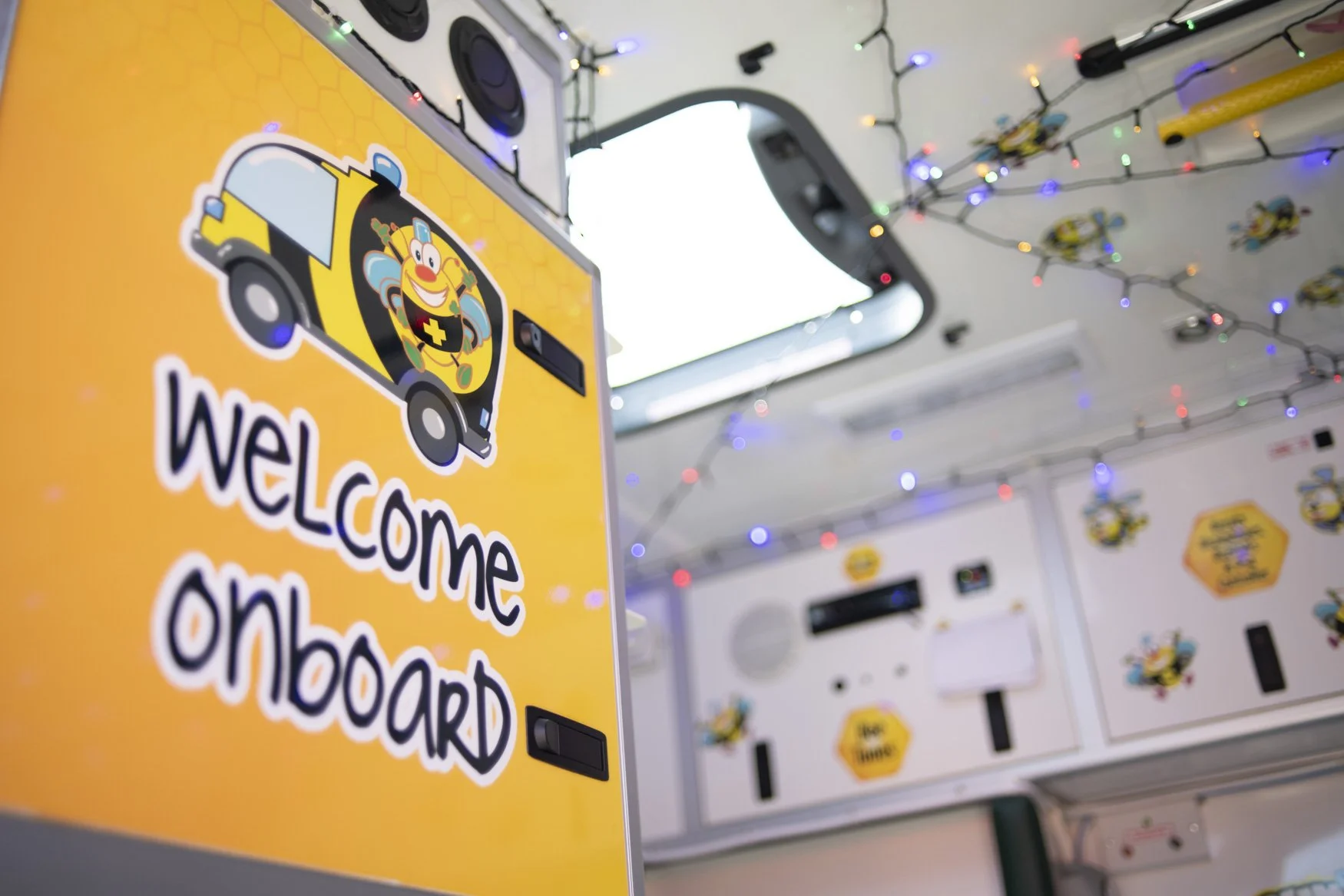 BUMBLEance Vehicle Interior with fairy lights