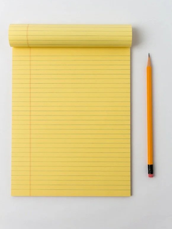A yellow legal pad, used in an article to symbolize an author taking notes on selling books to librariesr taking notes on selling books to libraries