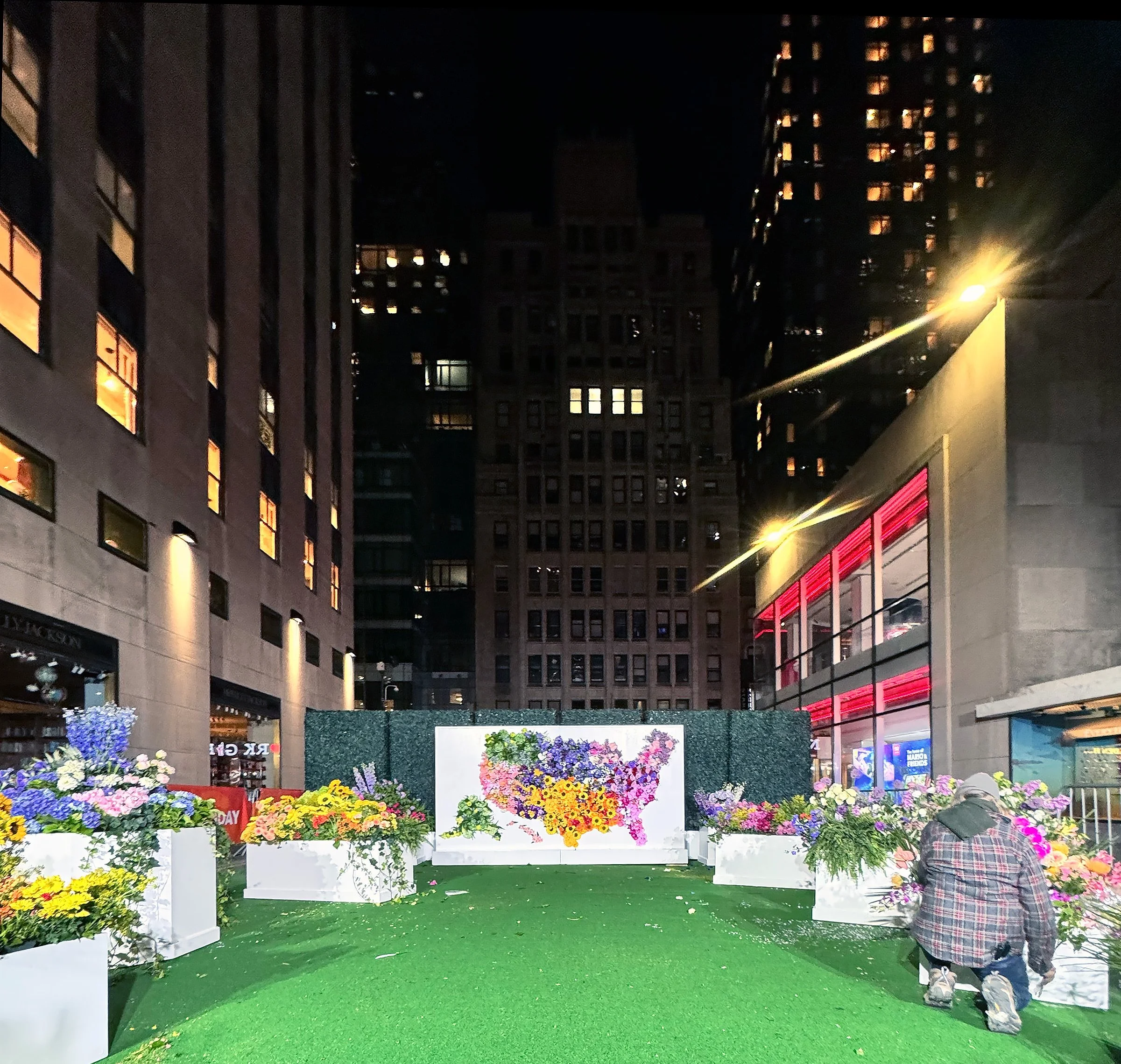 Flower map installed for Today Show segment before final installation at Macy's 34th St. 