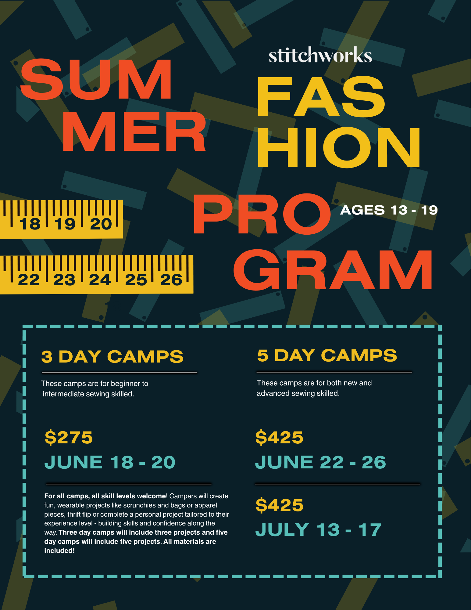 Teen Summer Fashion Intensive - 3 day program