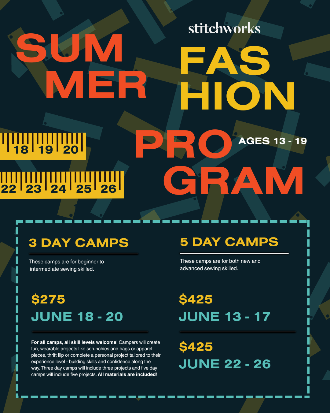 Teen Summer Fashion Intensive - 3 day program