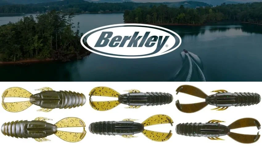 Three different green pumpkin berkley craw lures