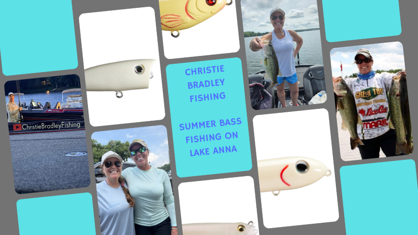 Hanna Robbins fishing with Christie Bradley at Lake Anna
