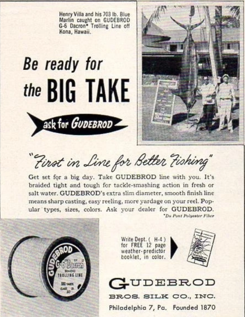 Vintage ad for Gudebrod silk fishing line