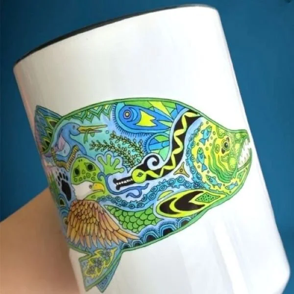 Earth Art Abstract Colorful Sockeye Salmon coffee mug
