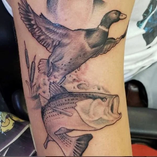 Tattoo Maryland Mallard Duck and Striped Bass