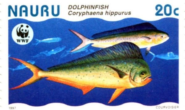 Dolphinfish stamp from Nauru WWF 20 cents