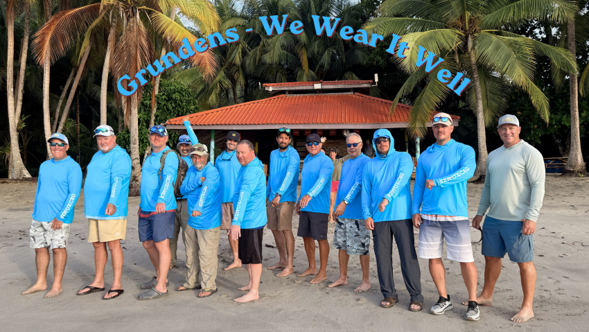 Anglers on the  each wearing grundens shirts