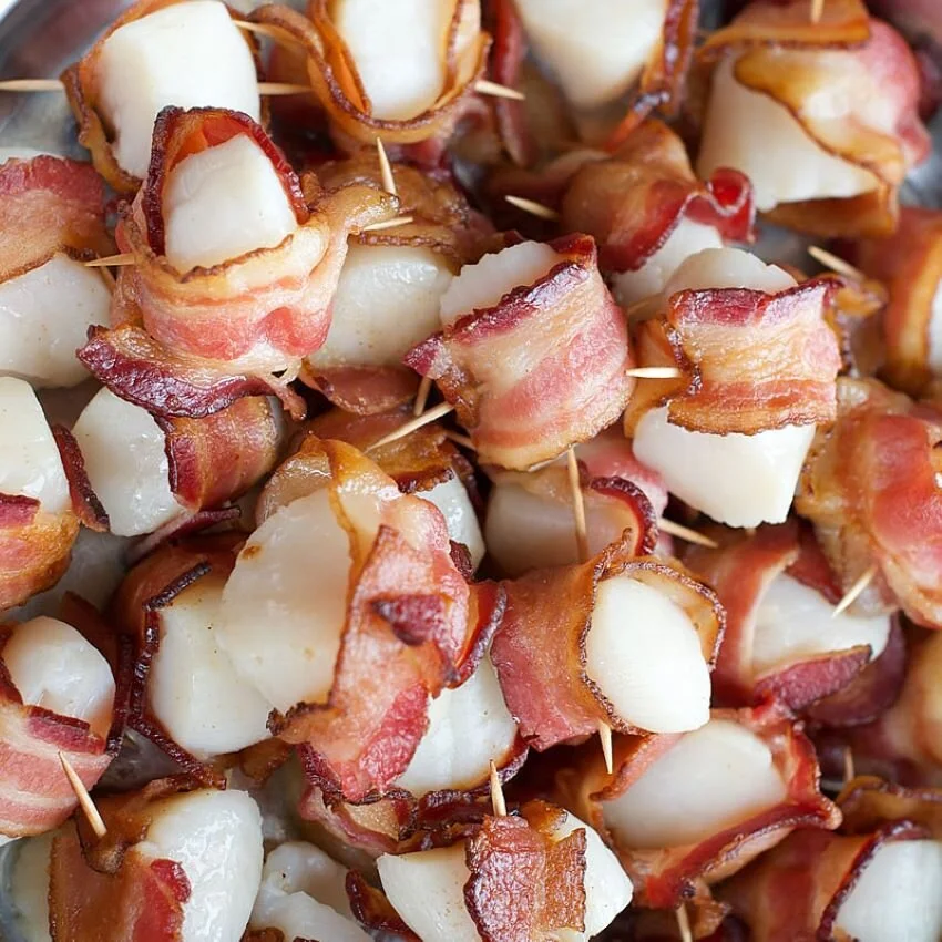 Bear Trail Lodge scallops wrapped in bacon Alaska appetizer before dinner after fishing