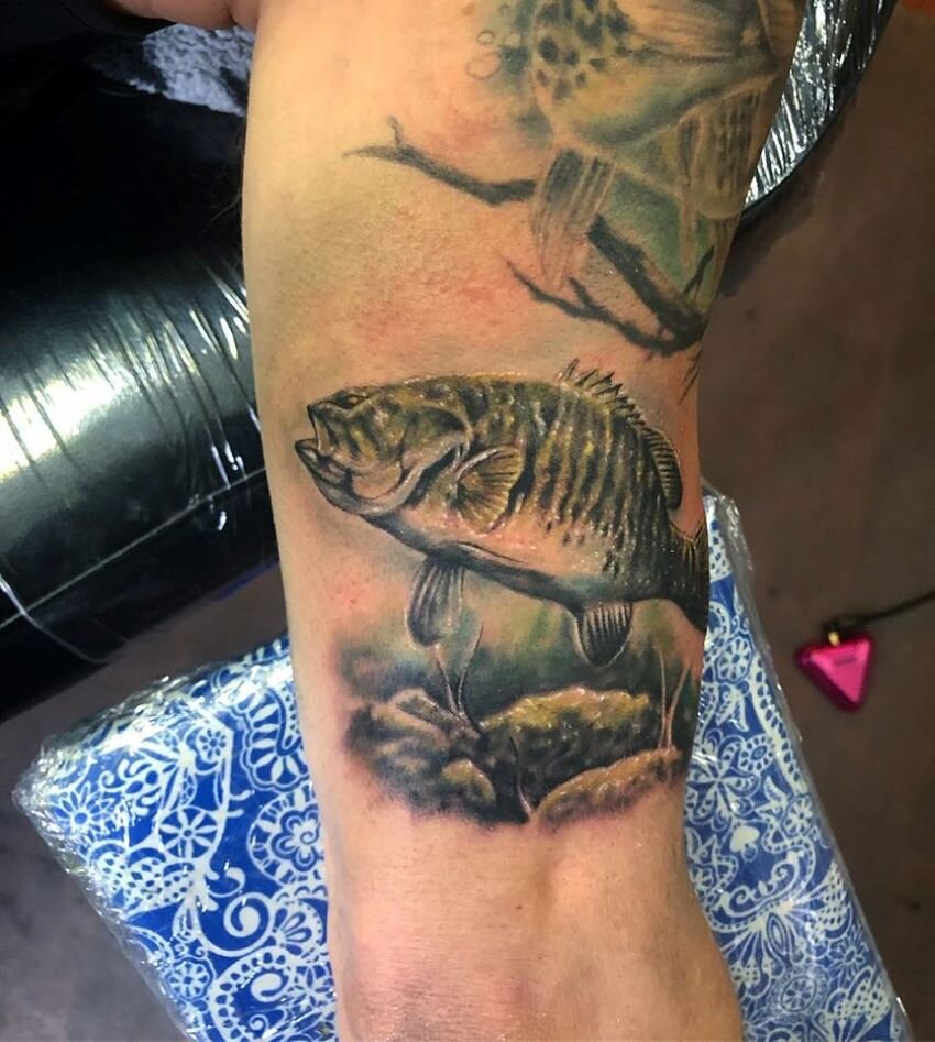 Bass Tattoos Pin largemouth bass by jose almodovar ndash tattoo    Cool wrist tattoos Tattoos Bass fishing tattoo