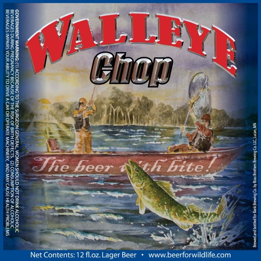 Walleye Chop beer for wildlife copper lager Minnesota