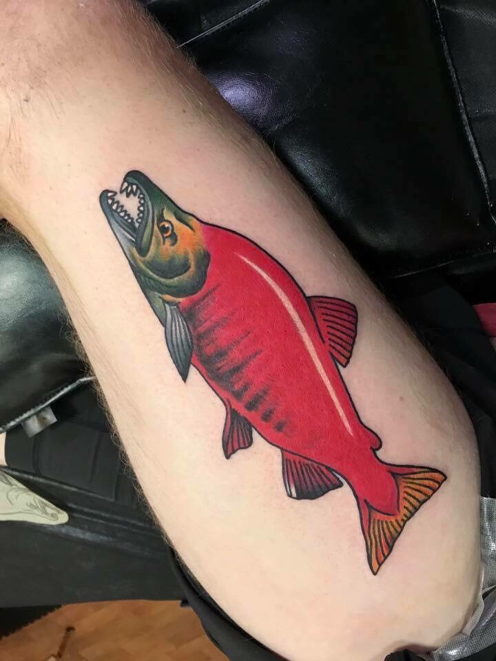 Sockeye salmon tattoo