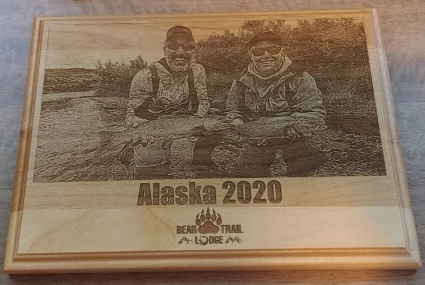 Laser engraved picture of Alaska rainbow trout