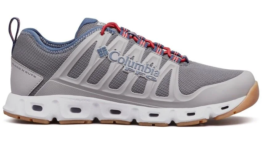 Columbia PFG fishing shoes are stain-resistant and have drainage ports