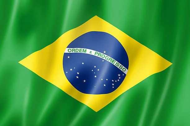  Brazil flag, three dimensional render, satin texture 