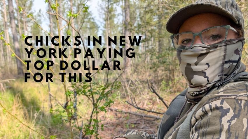 woman turkey hunting in Mossy Oak clothing