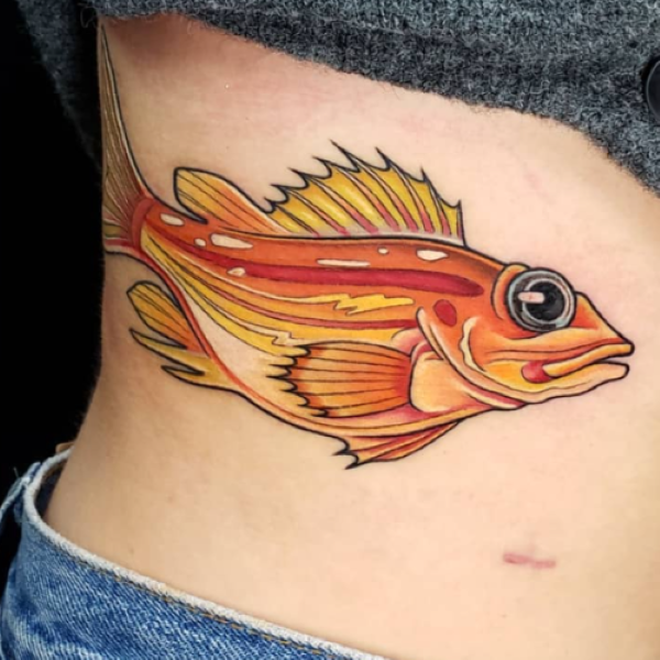 Michael Adelstein rockfish tattoo bright colors