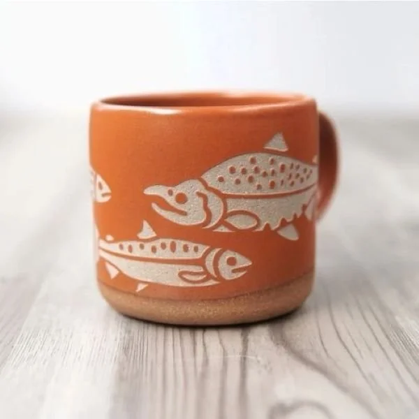 Orange abstract sockeye salmon mug